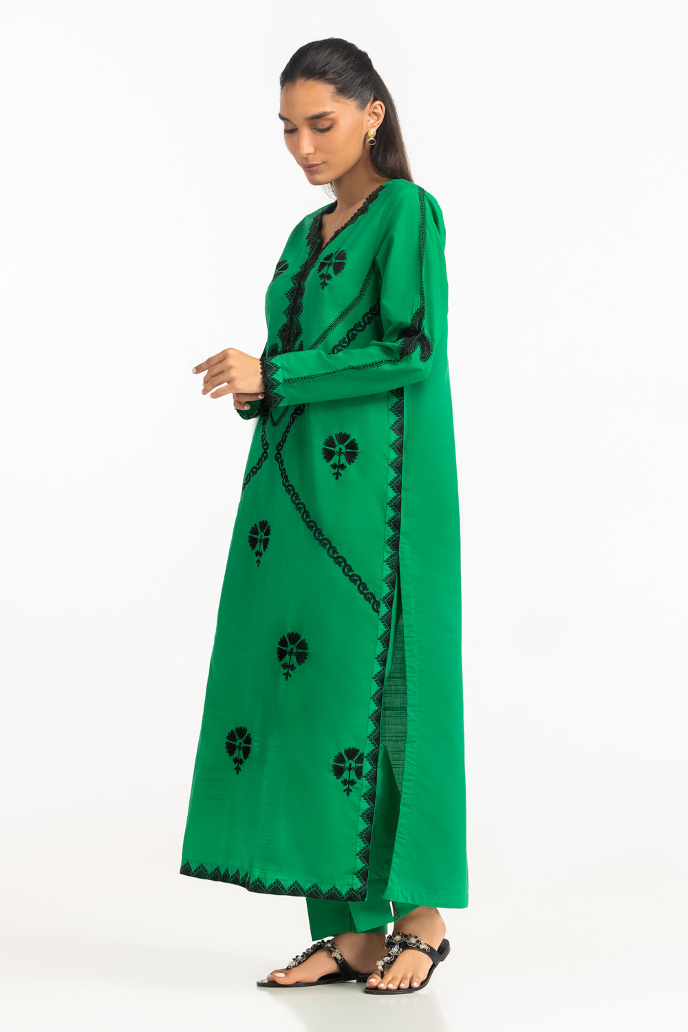 Cotton Viscose Slub Embroidered Co-Ord Set