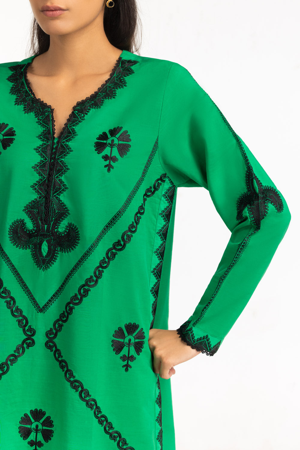 Cotton Viscose Slub Embroidered Co-Ord Set