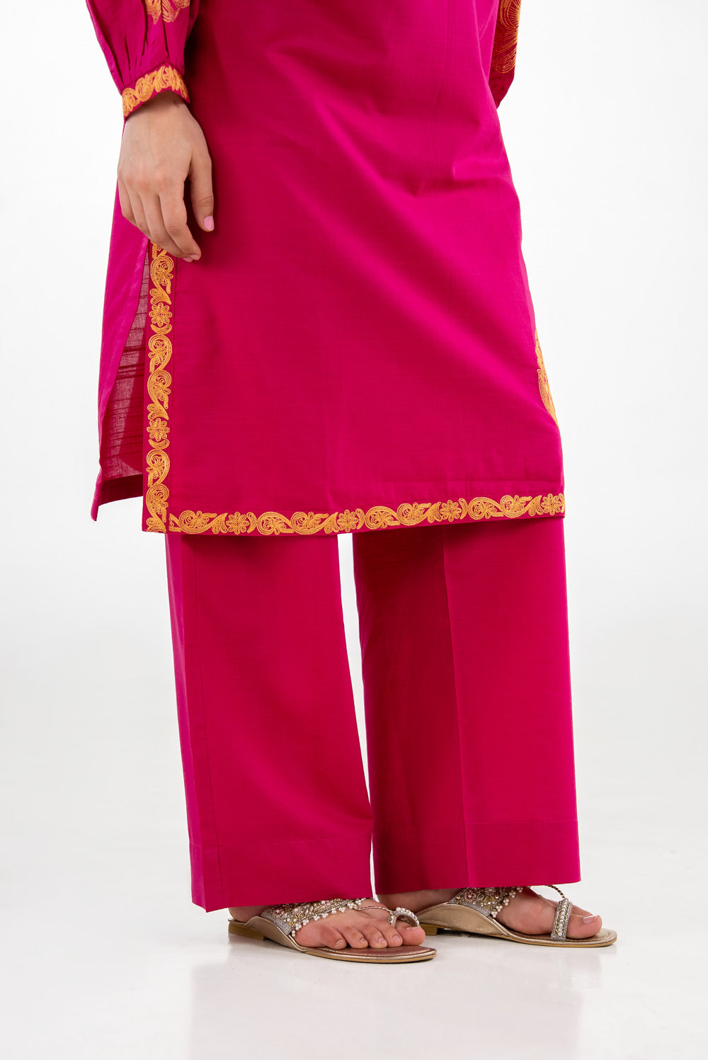 Cotton Viscose Slub Embroidered Co-Ord Set IPST-77232
