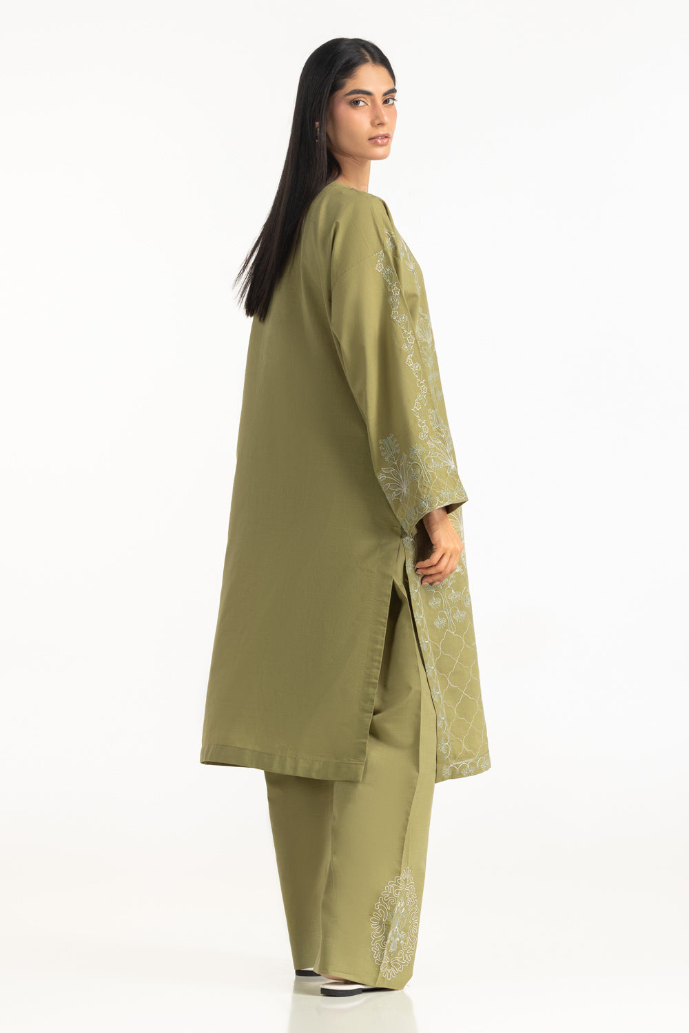 Cotton Viscose Slub Embroidered Co-Ord Set