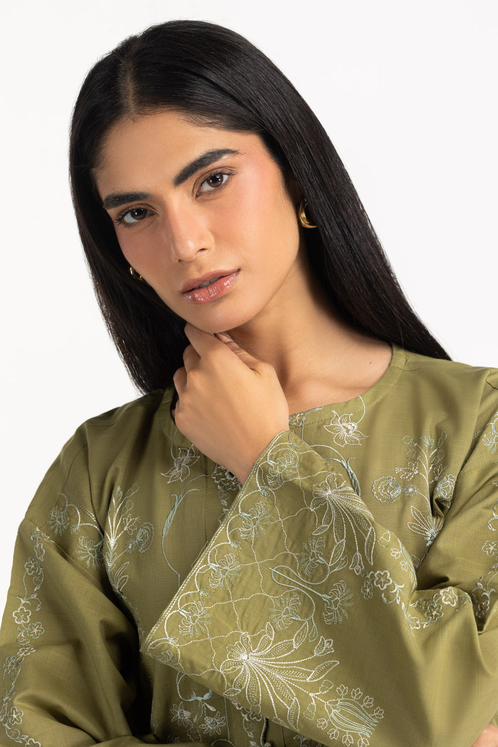 Cotton Viscose Slub Embroidered Co-Ord Set