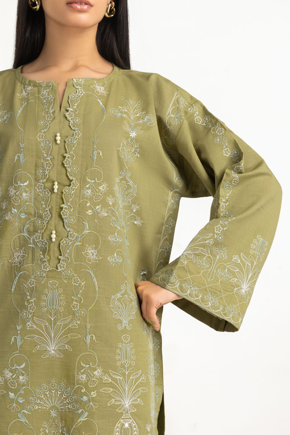 Cotton Viscose Slub Embroidered Co-Ord Set