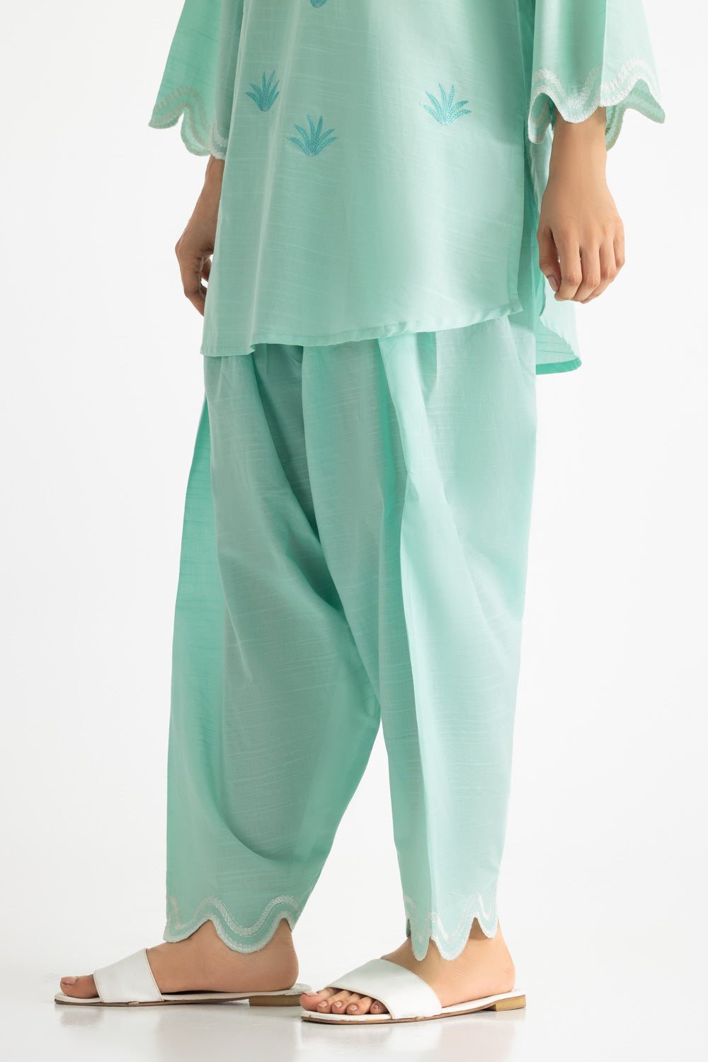 Cotton Viscose Slub Embroidered Co-Ord Set