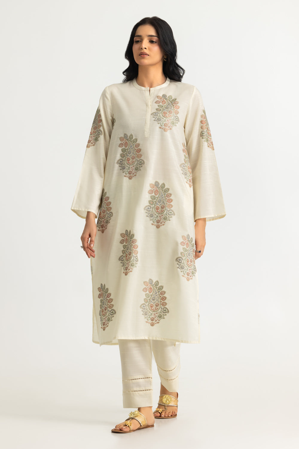 Cotton Viscose Slub Embroidered Co-Ord Set