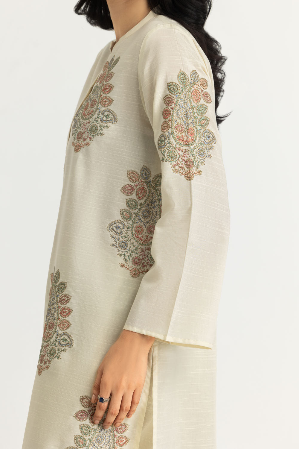 Cotton Viscose Slub Embroidered Co-Ord Set