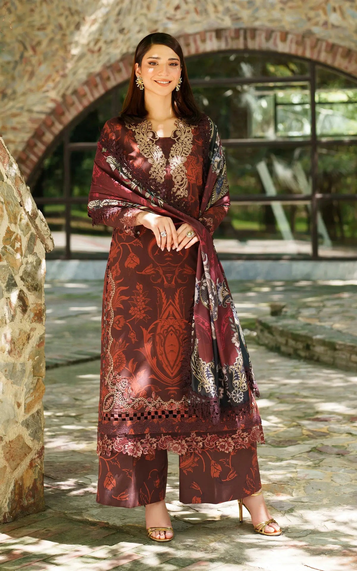 Crimson Chill-MWL25-09 | 3pcs Embroidered Unstitched Winter