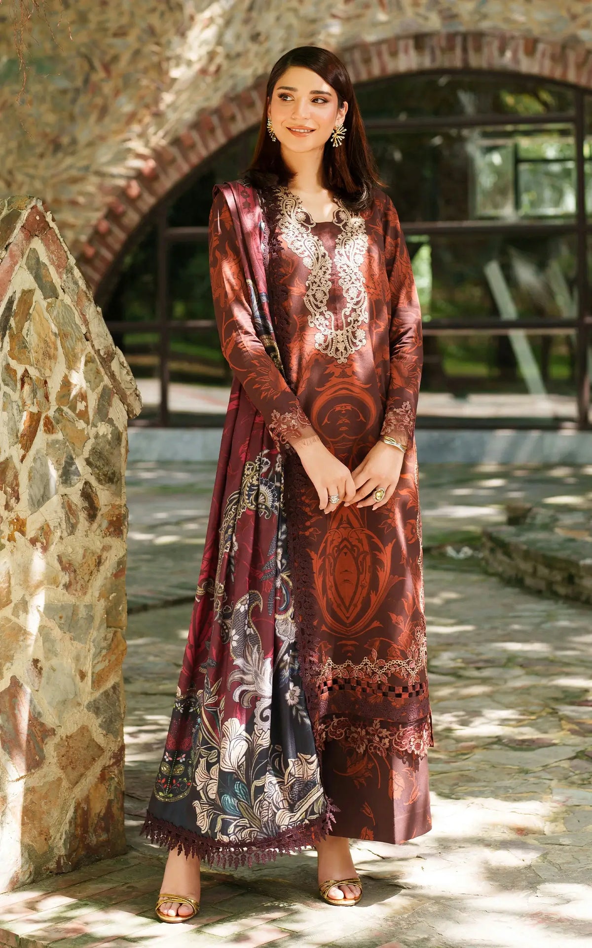 Crimson Chill-MWL25-09 | 3pcs Embroidered Stitched Suit