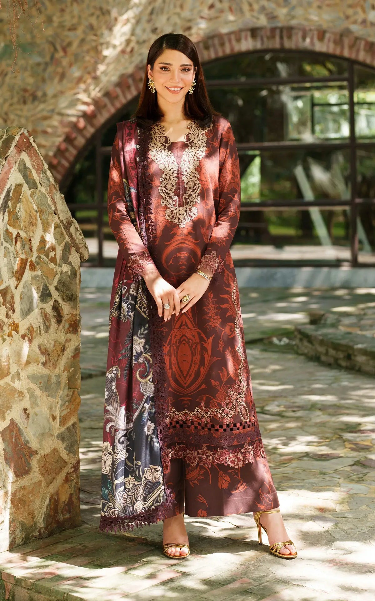 Crimson Chill-MWL25-09 | 3pcs Embroidered Unstitched Winter