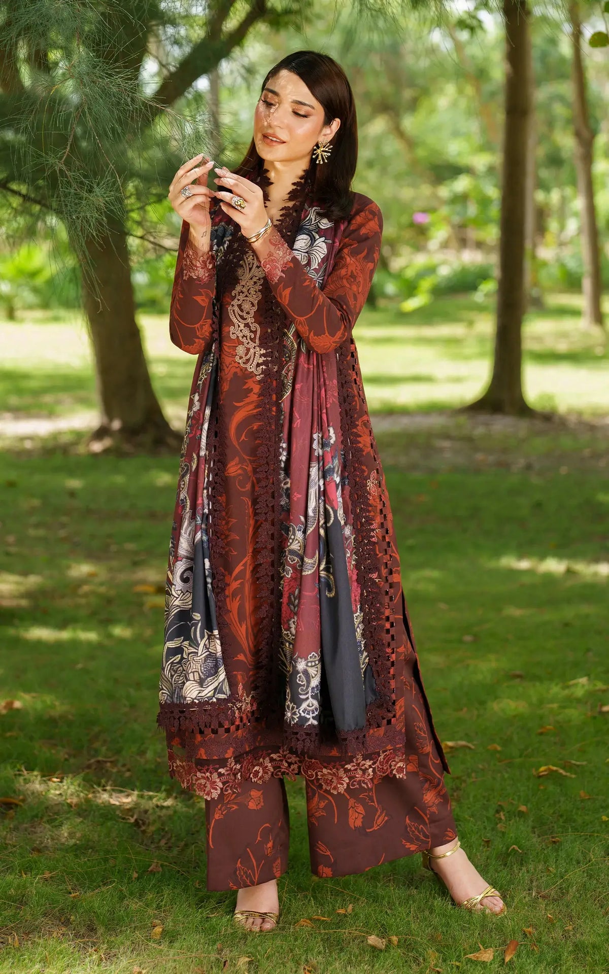 Crimson Chill-MWL25-09 | 3pcs Embroidered Unstitched Winter