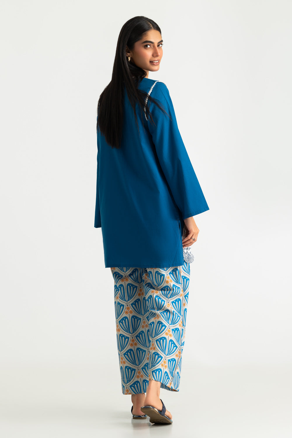 Cross Hatch Dyed Shirt With Printed Trouser
