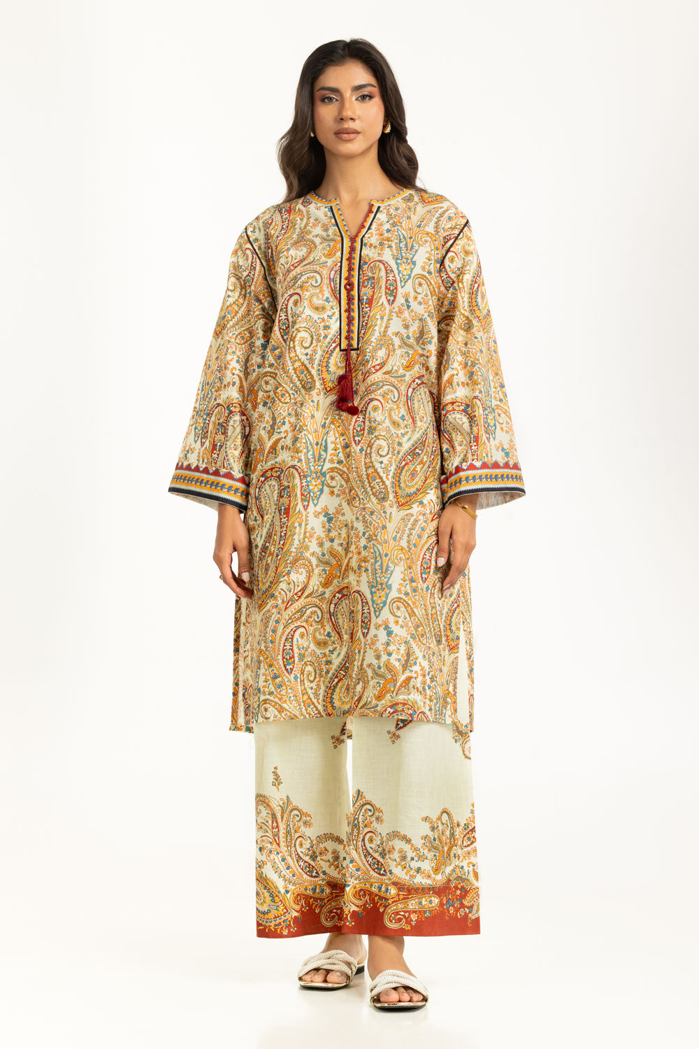 Cross Slub Printed Co-Ord Set