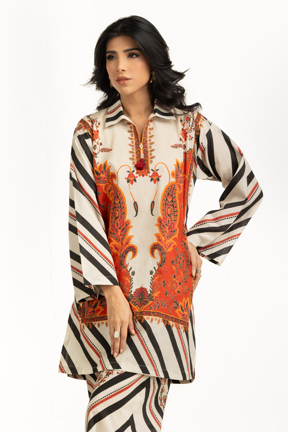 2 Piece Embroidered Net Suit