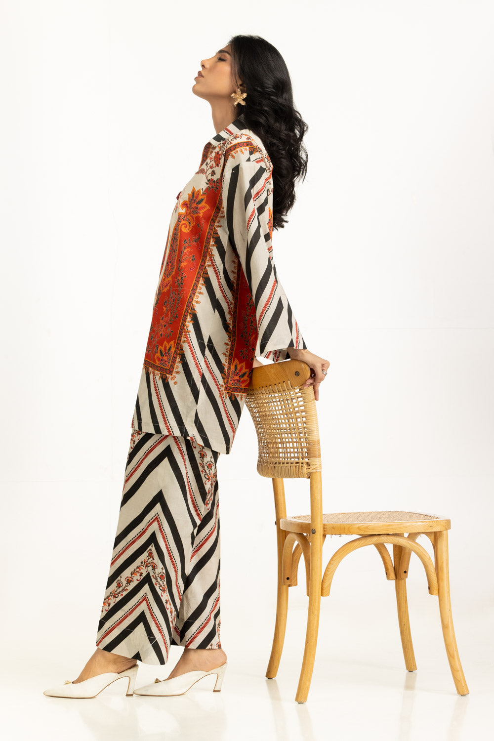 2 Piece Embroidered Net Suit