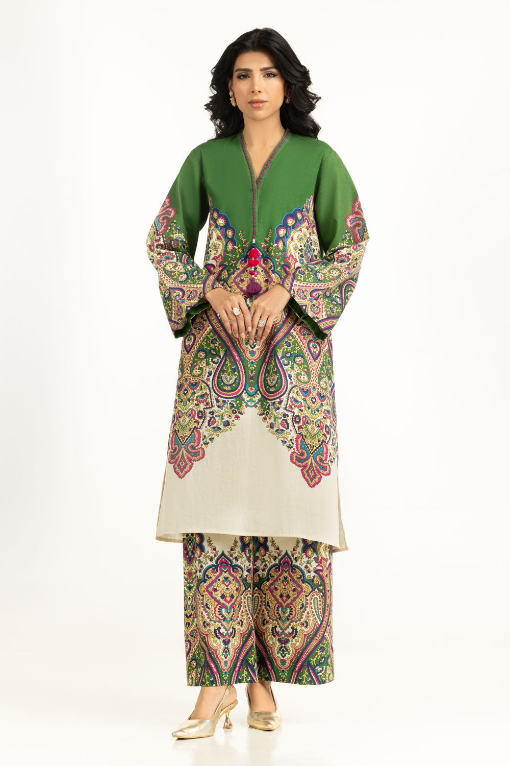 Cross Slub Printed Co-Ord Set