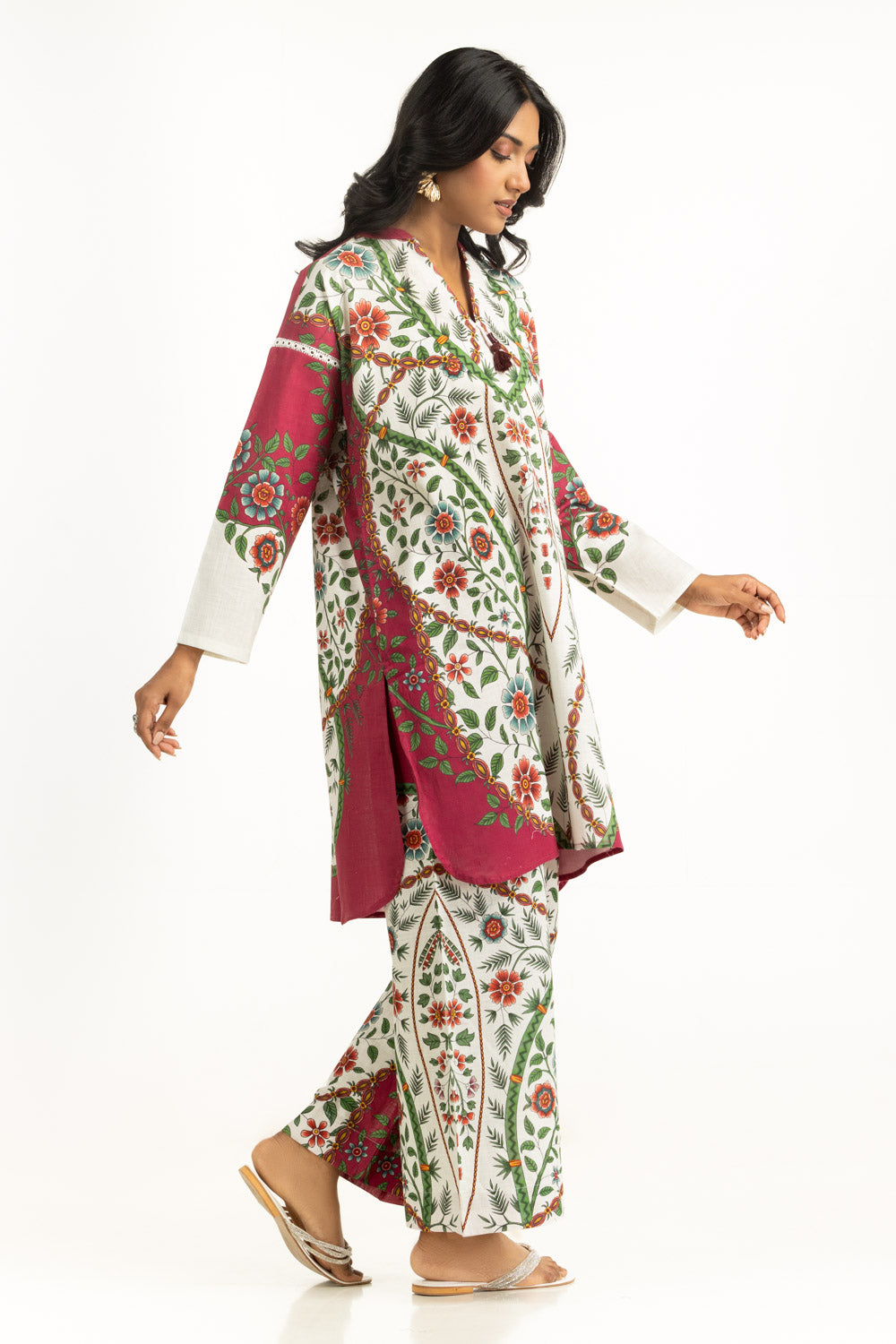 Cross Slub Printed Co-Ord Set