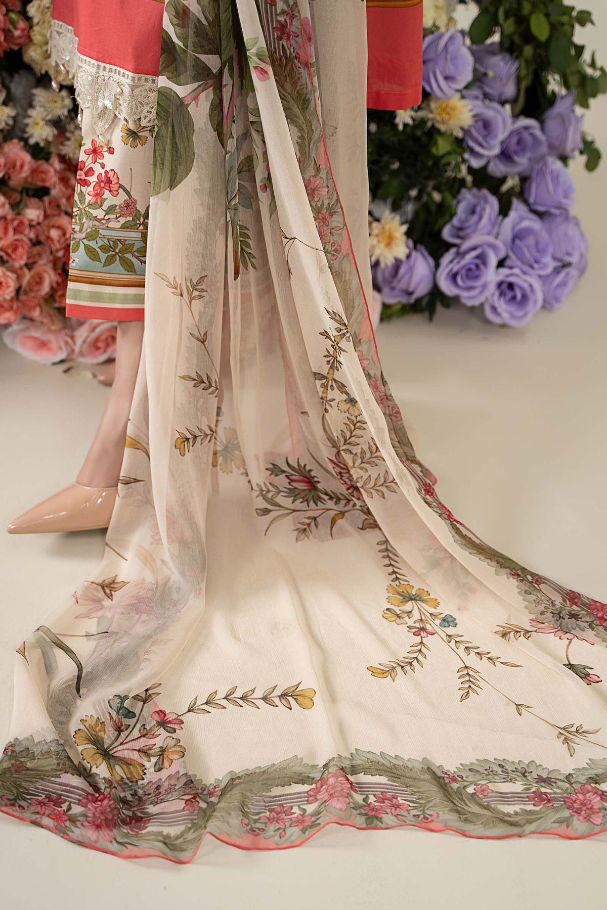 3 Piece Unstitched Embroidered Lawn Suit | MPT-2605-A