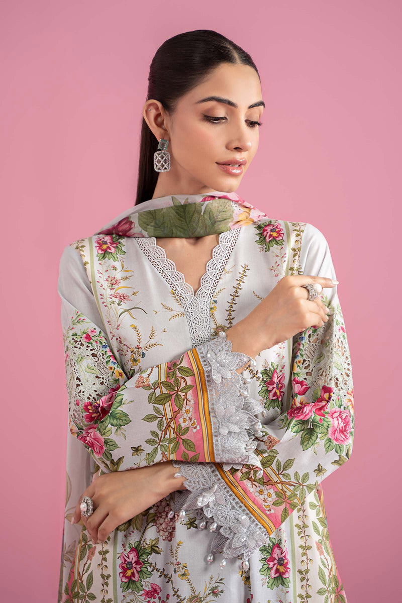3 Piece Unstitched Embroidered Lawn Suit | Mpt-2605-B