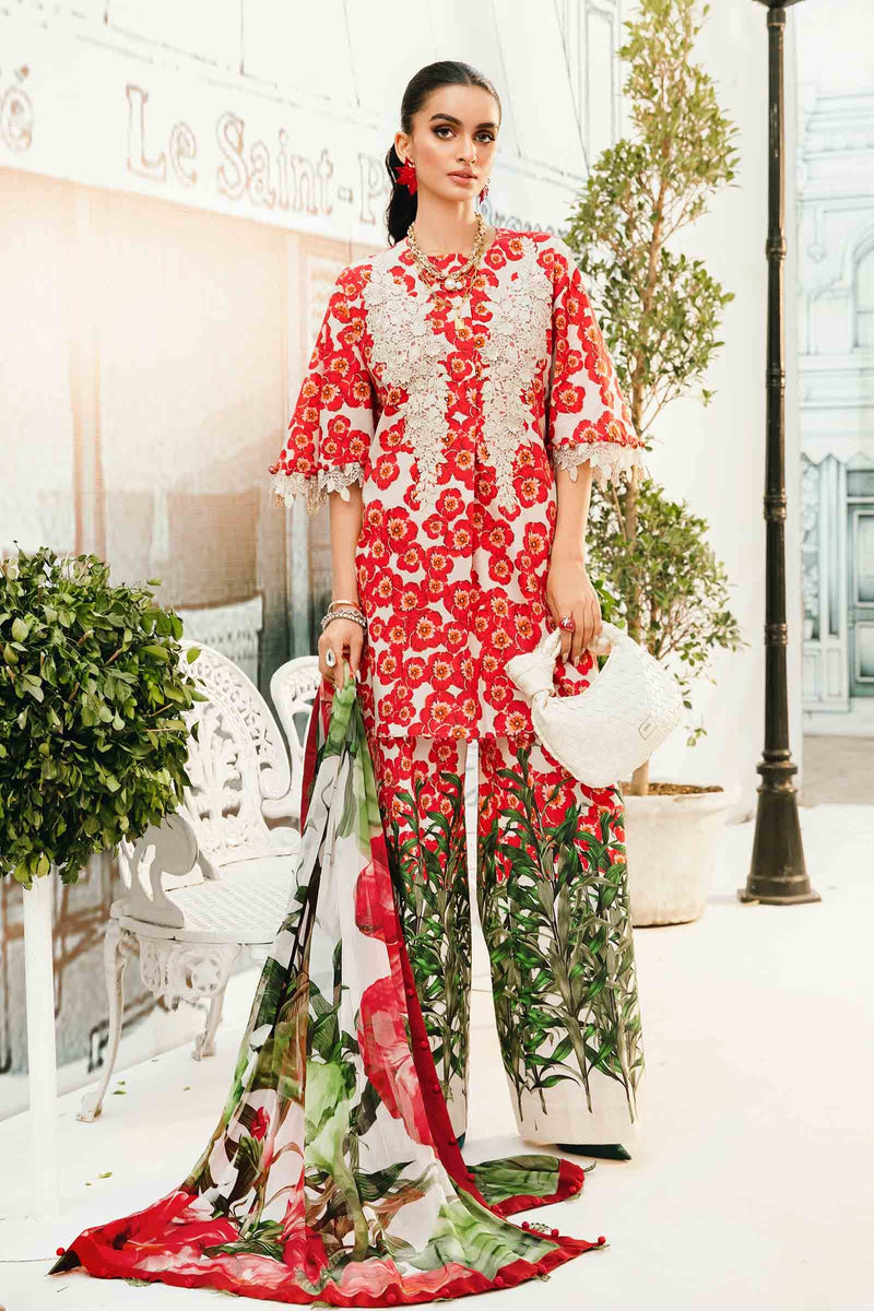 3 Piece Unstitched Embroidered Lawn Suit | Mpt-2606-B