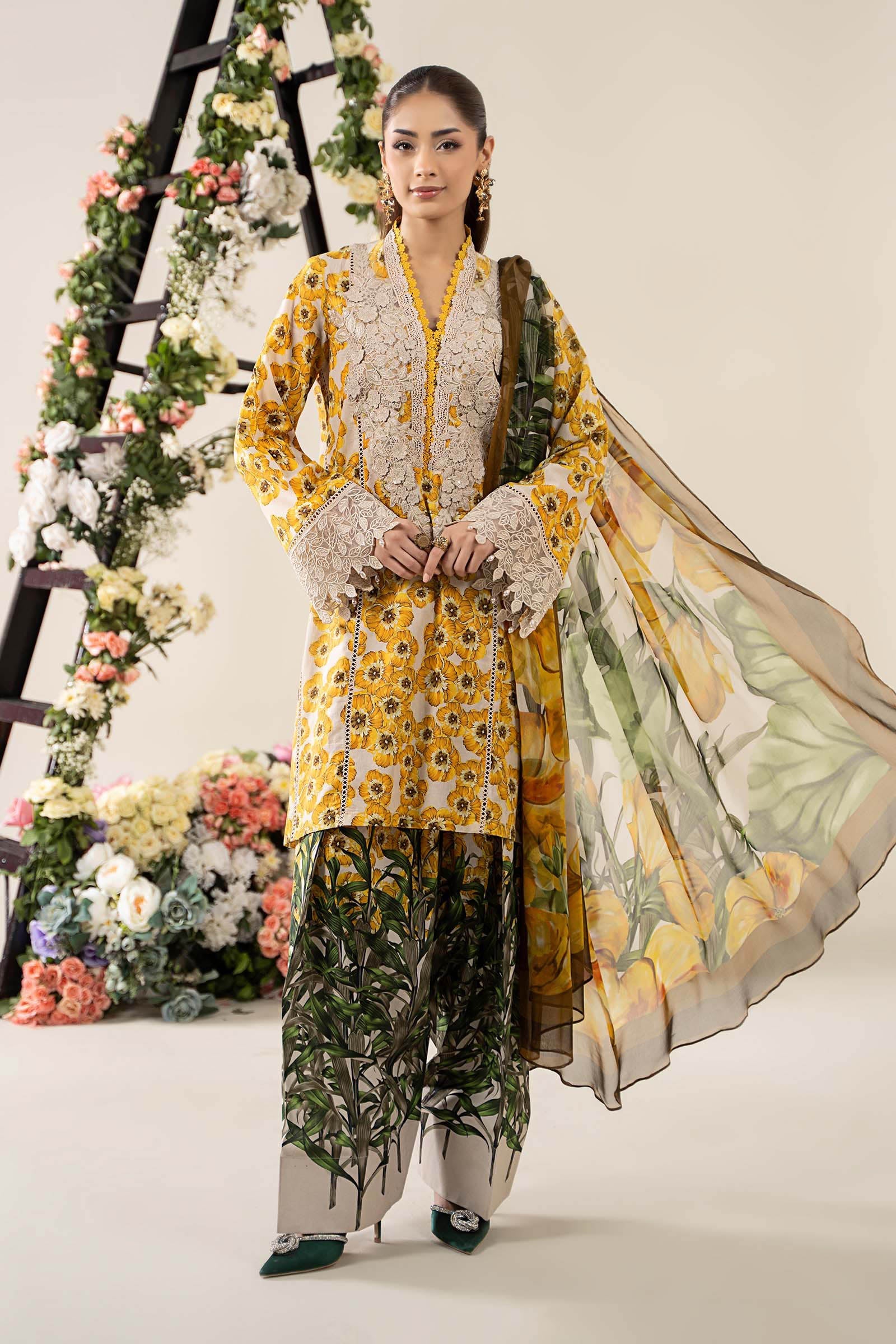 3 Piece Unstitched Embroidered Lawn Suit | MPT-2606-A