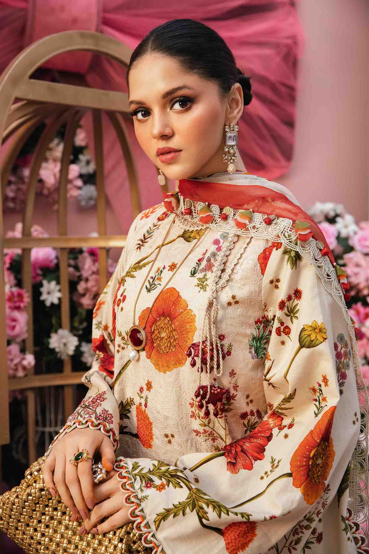 3 Piece Unstitched Embroidered Lawn Suit | MPT-2607-A