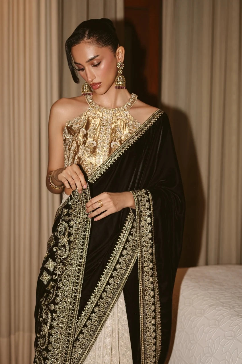 Royal Velvet Drape Saree (D-07)