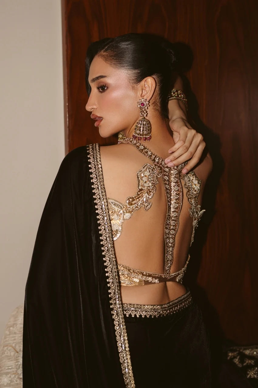 Royal Velvet Drape Saree (D-07)