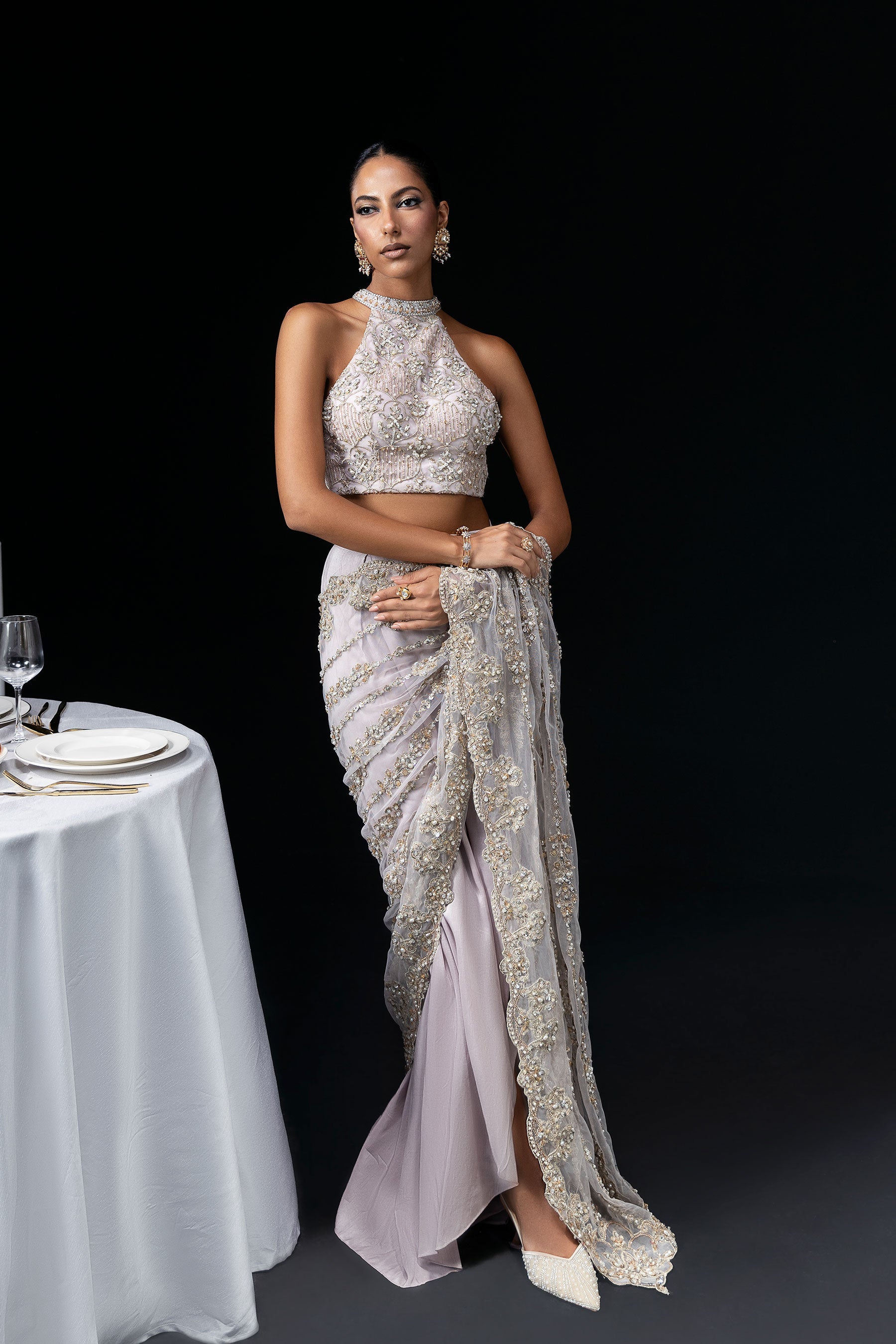 Lilac Allure Saree Set (D-07)