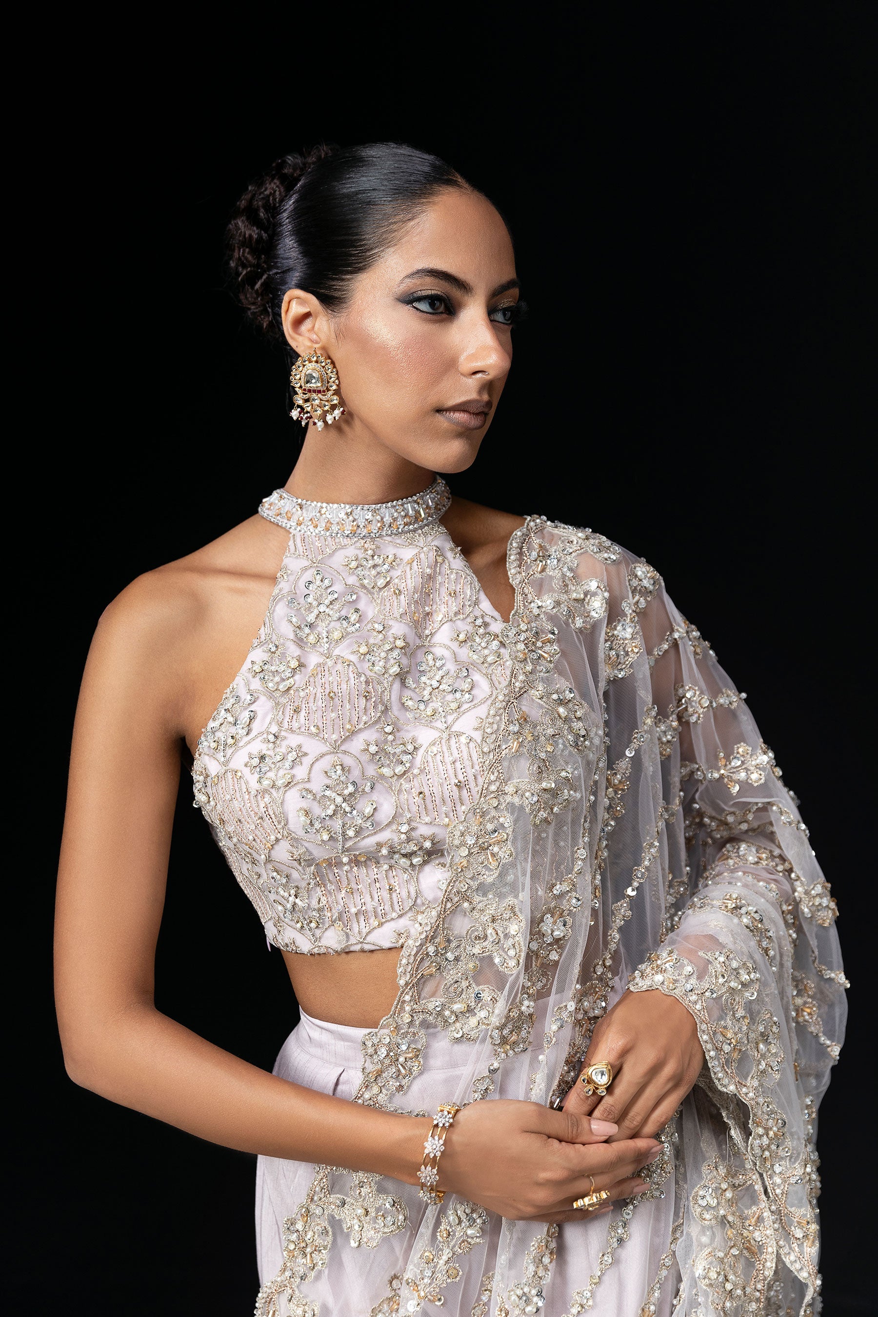 Lilac Allure Saree Set (D-07)