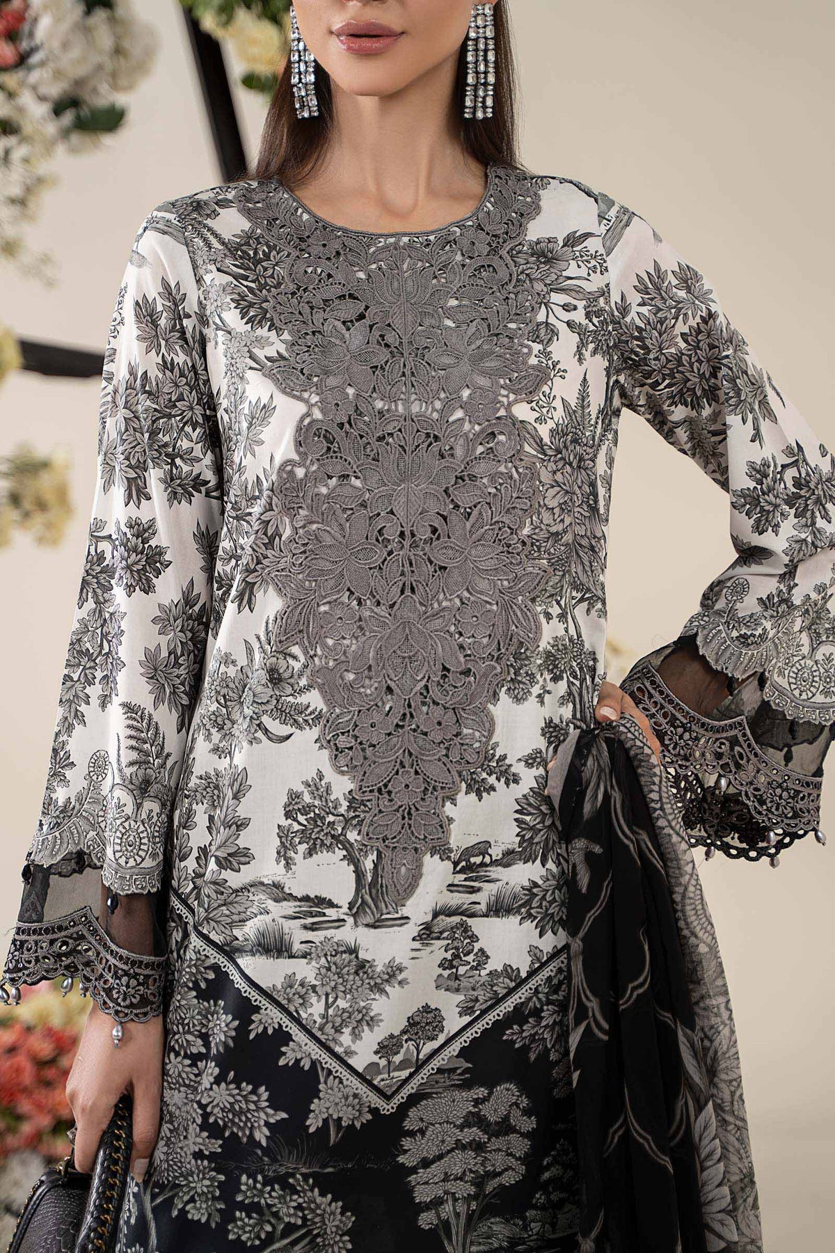 3 Piece Embroidered Lawn Suit | MPS-2608-B