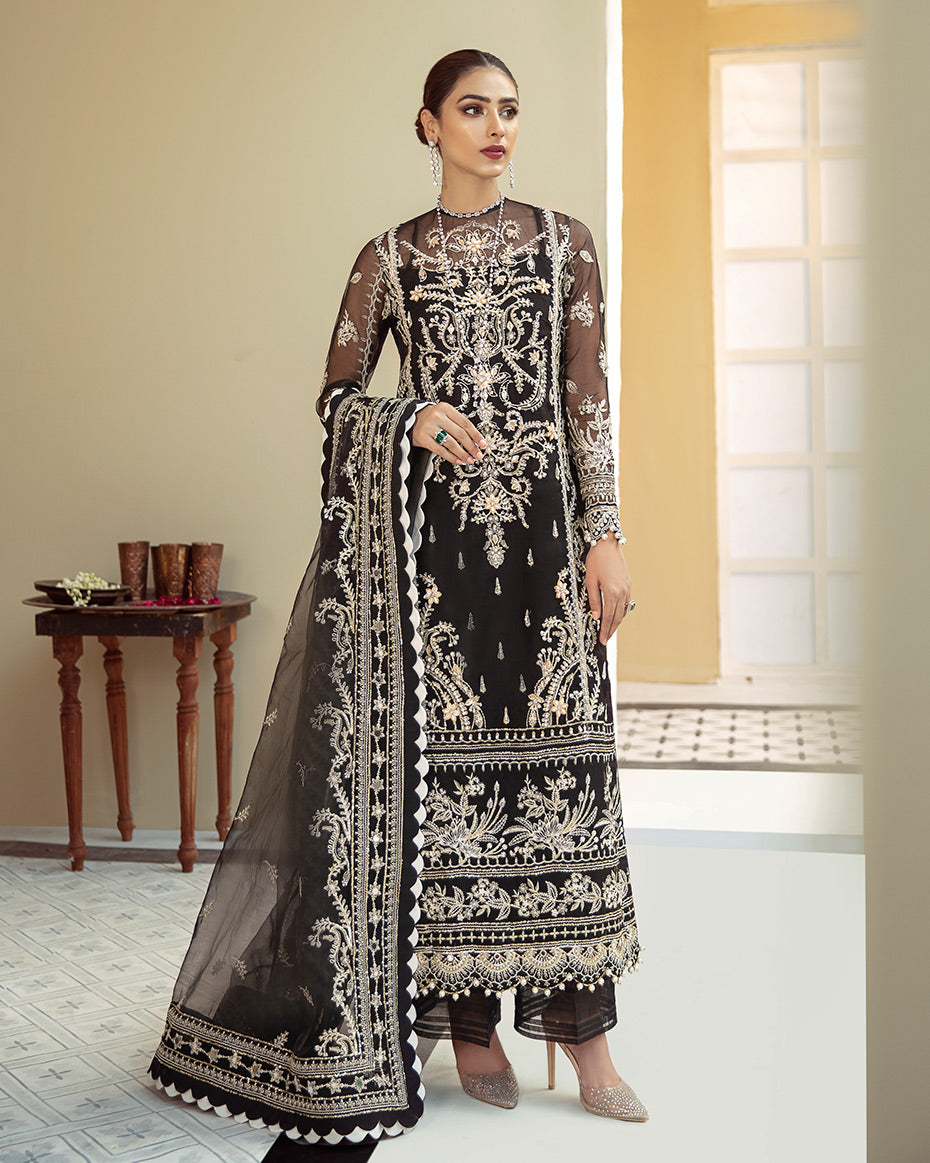 Inaaya Embroidered Organza 3-Piece Suit D-01