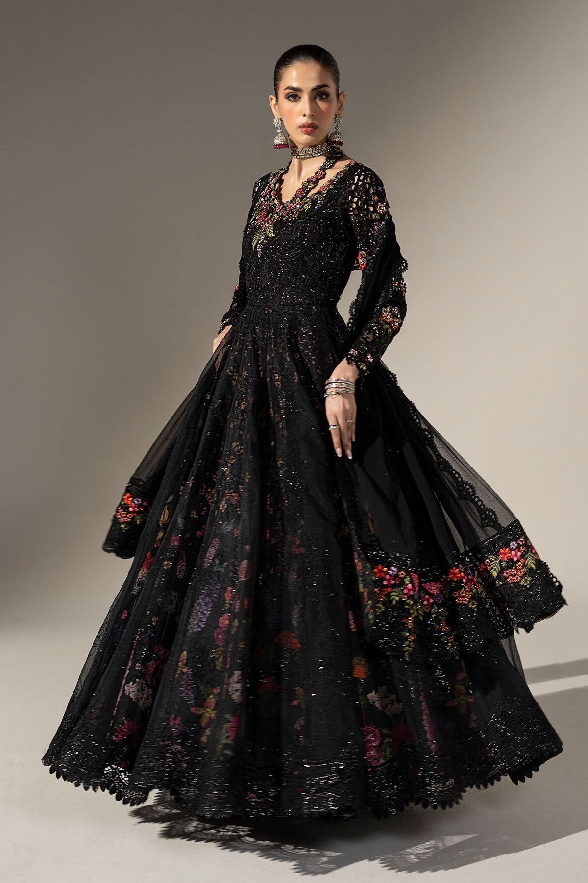 3 Piece Embroidered Organza Suit