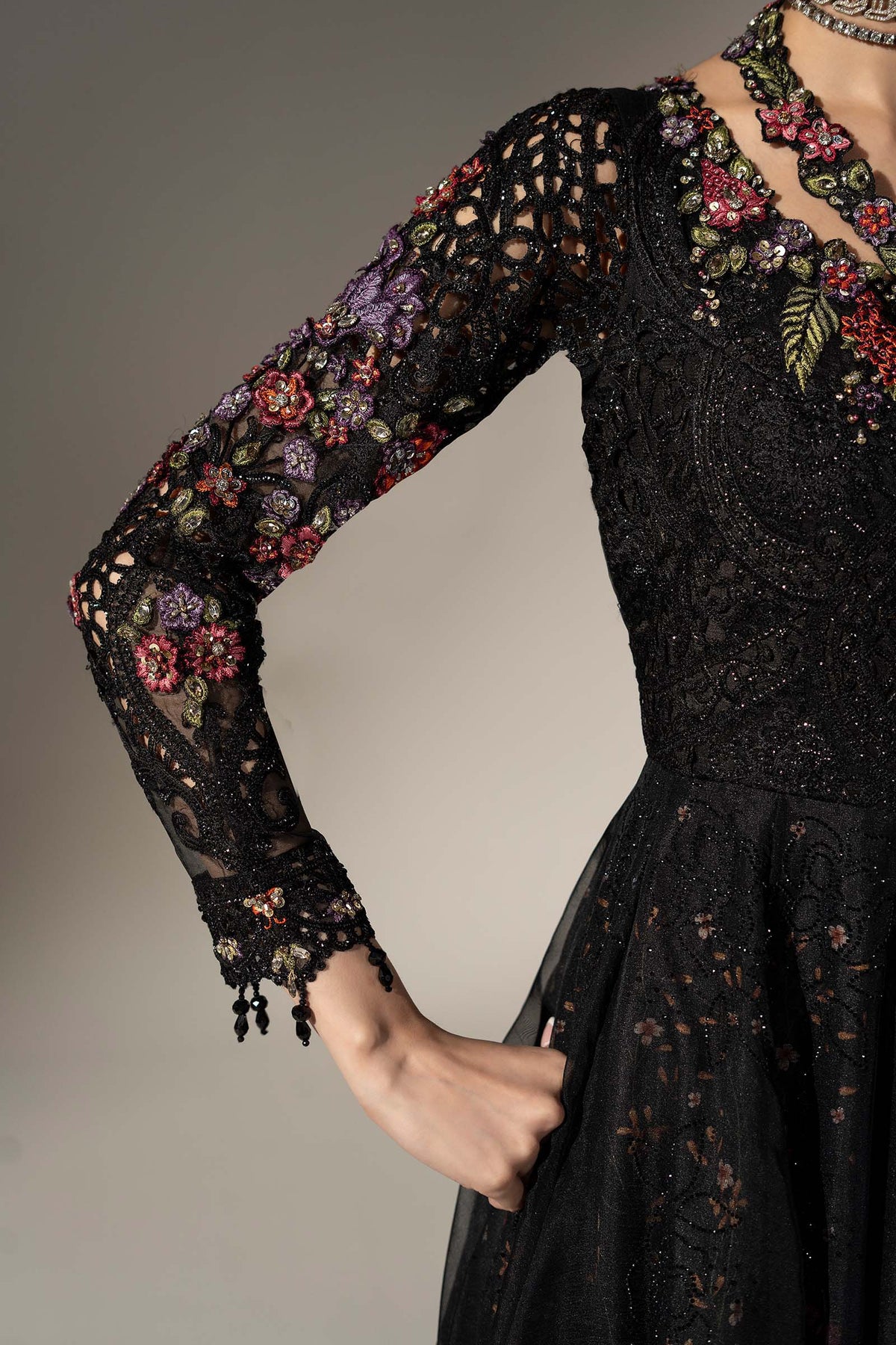 3 Piece Embroidered Organza Suit