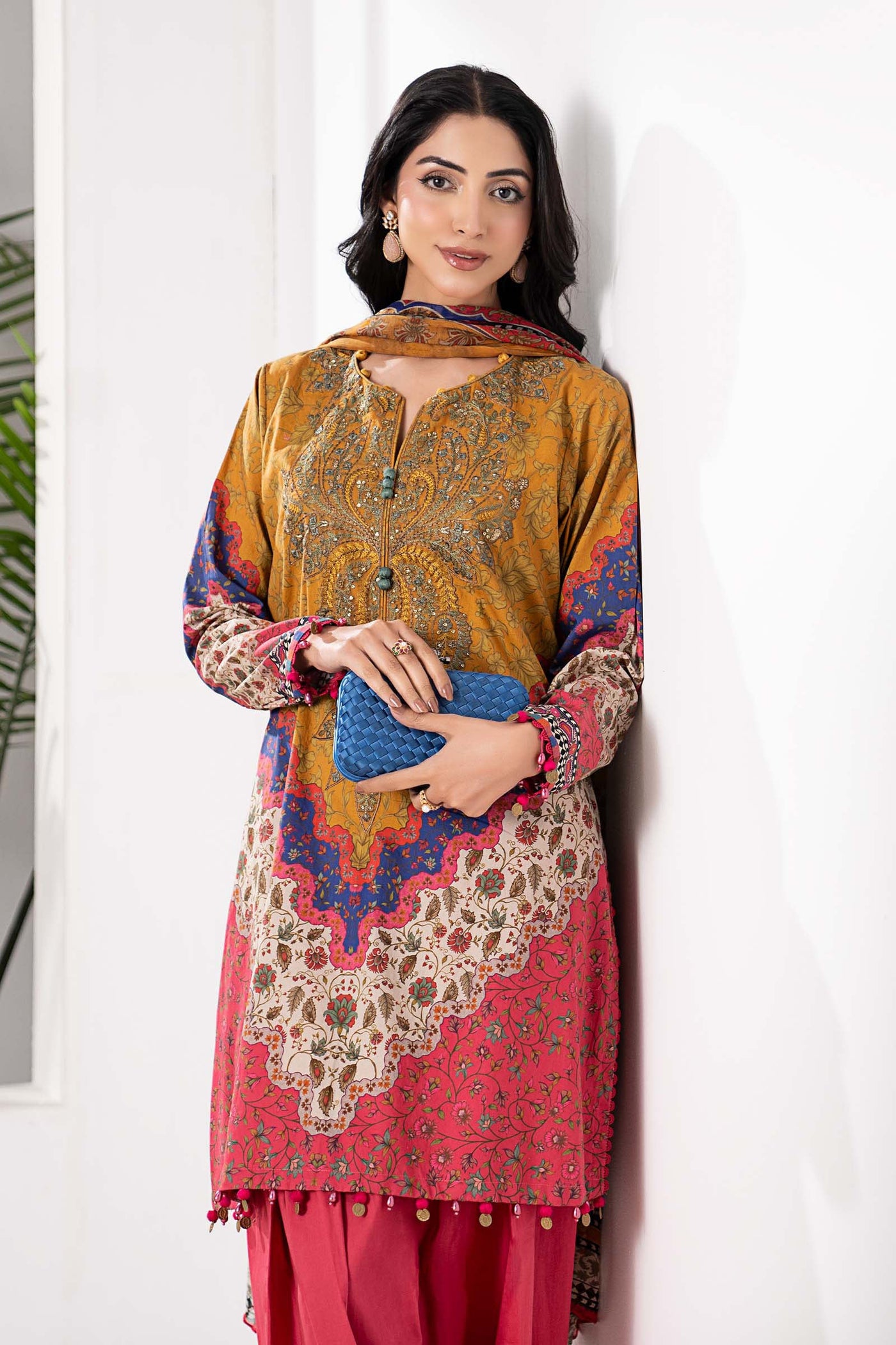 3 Piece Embroidered Cambric Suit