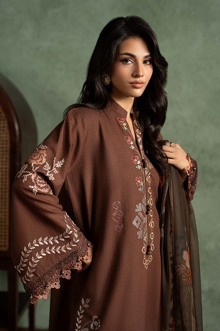 3 Piece Embroidered Dobby Linen Suit
