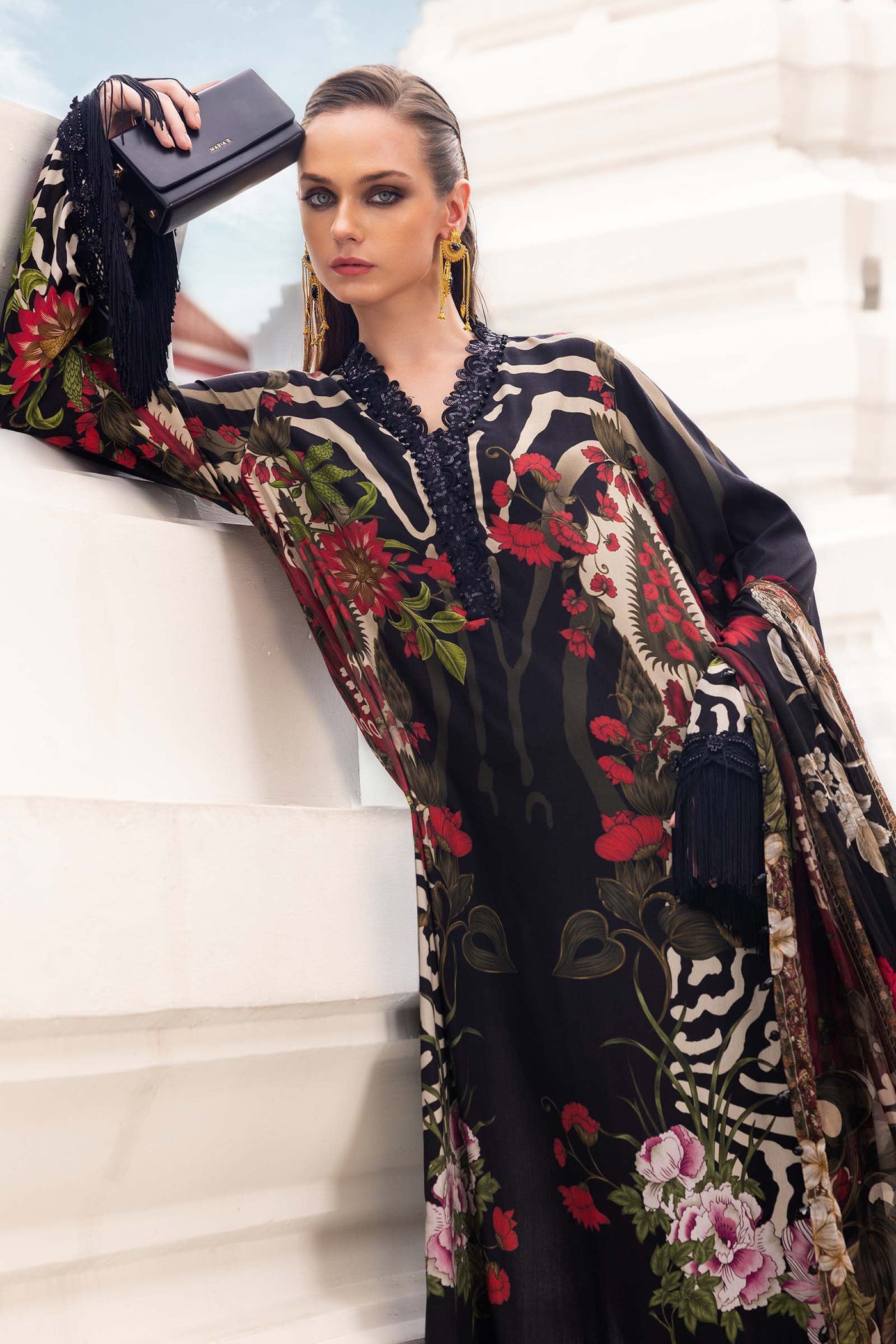 3 Piece Unstitched Embroidered Linen Suit
