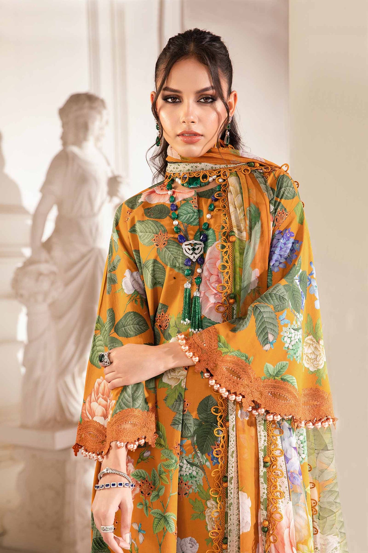 3 Piece Unstitched Printed Suit | Mpt-2210-B