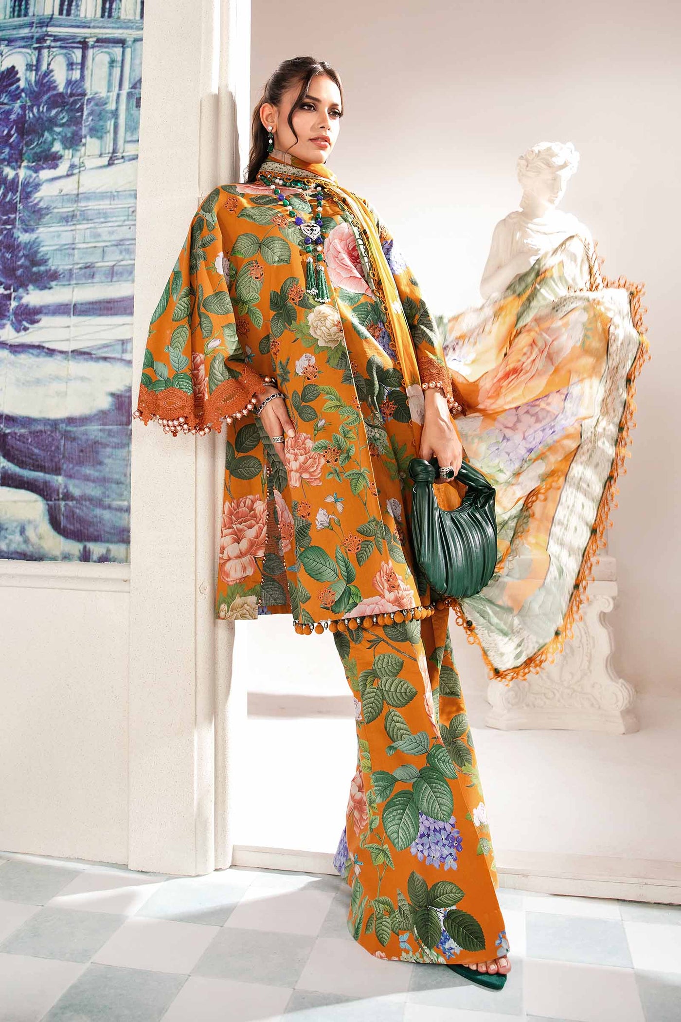 3 Piece Unstitched Printed Suit | Mpt-2210-B