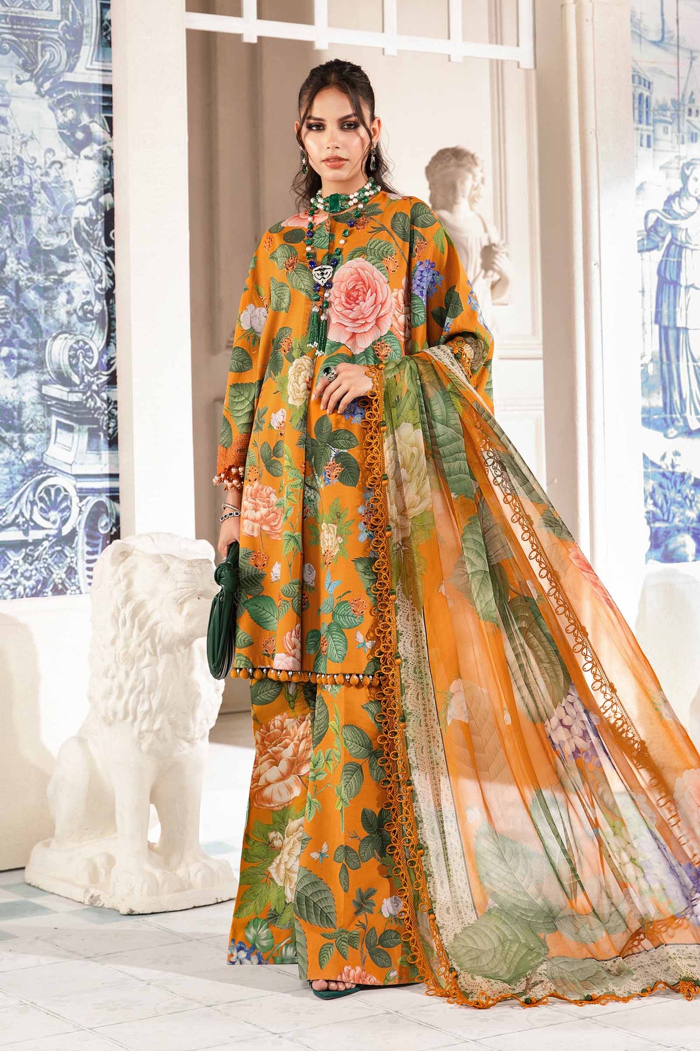 3 Piece Unstitched Printed Suit | Mpt-2210-B