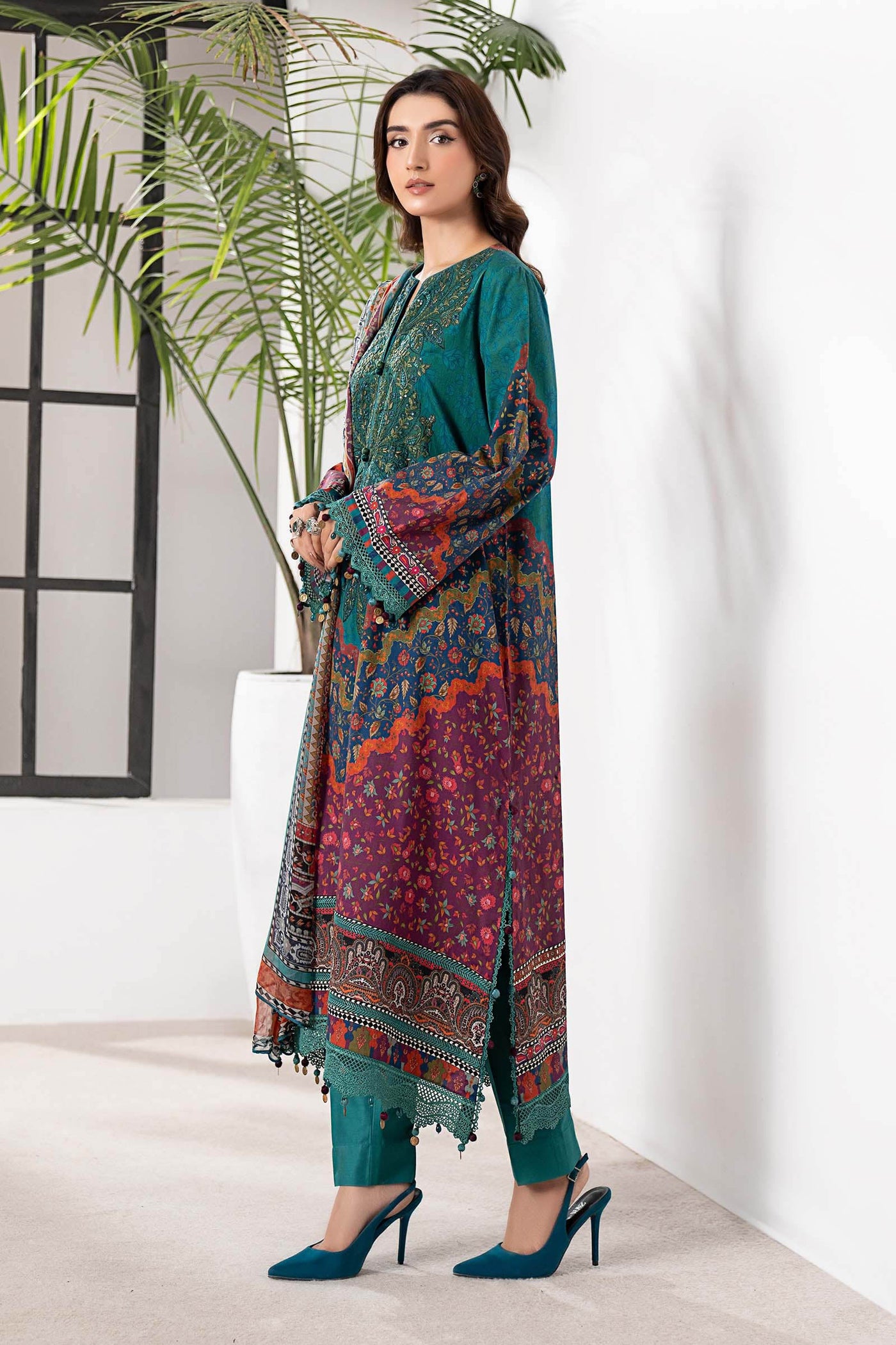 3 Piece Embroidered Cambric Suit