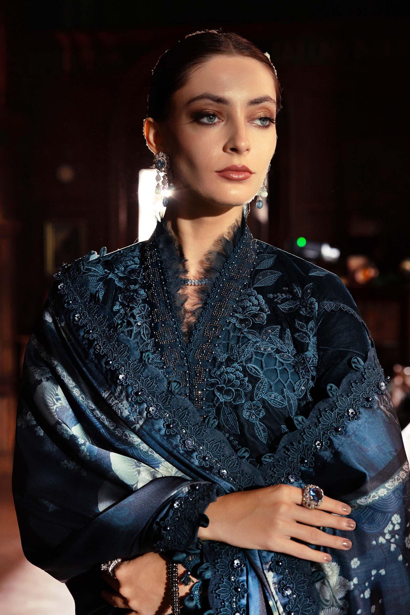 3 Piece Unstitched Embroidered Velvet Suit
