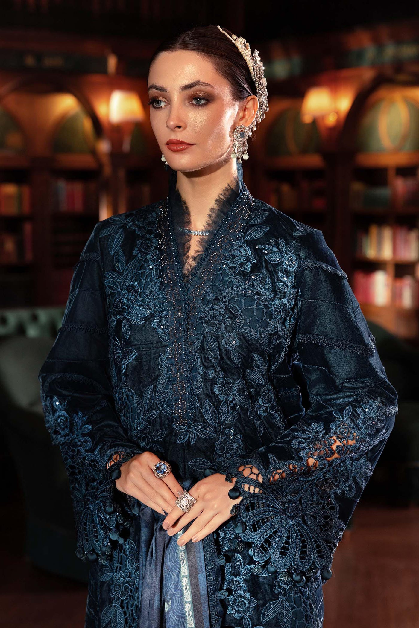 3 Piece Unstitched Embroidered Velvet Suit