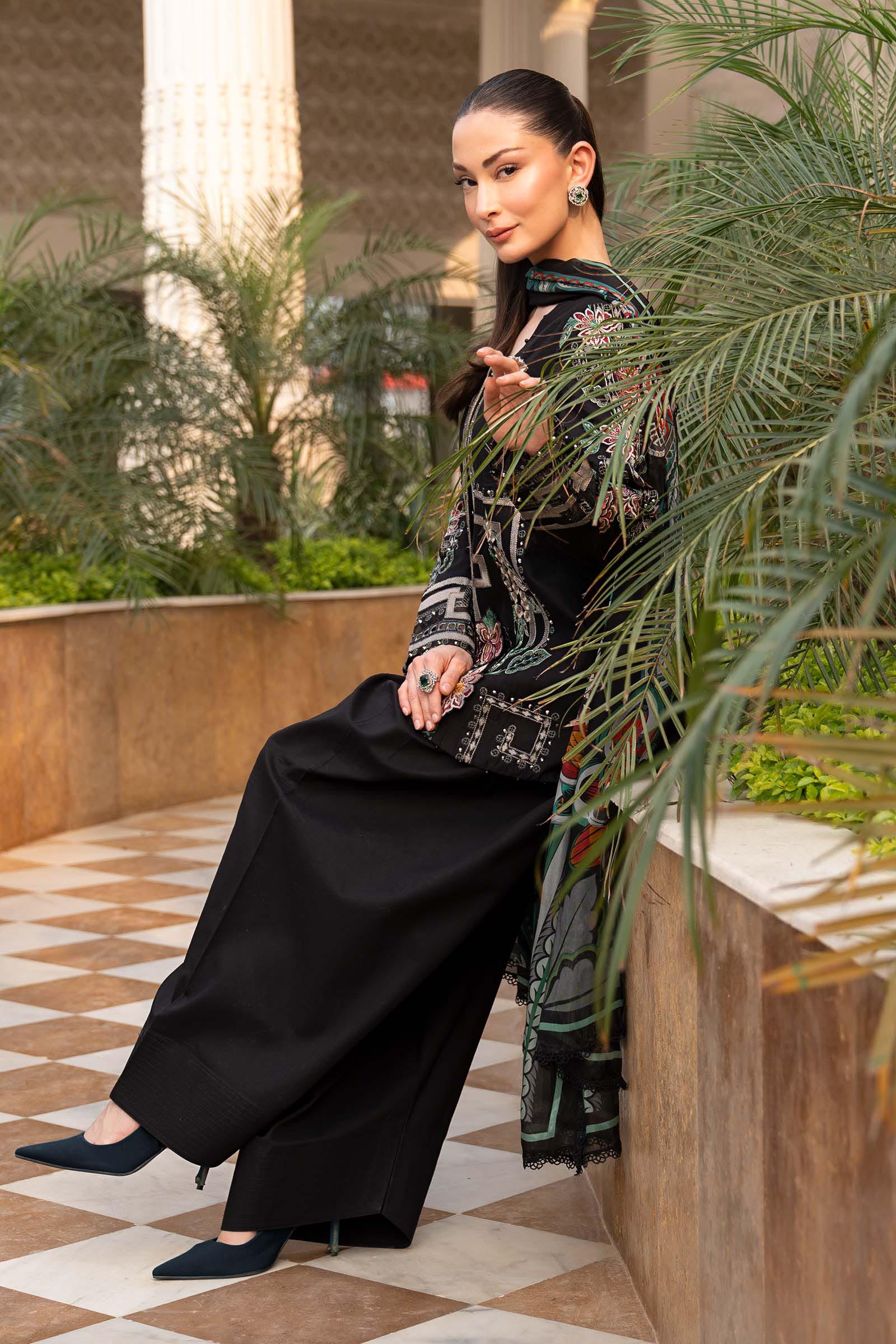 3 Piece Embroidered Jacquard Lawn Suit