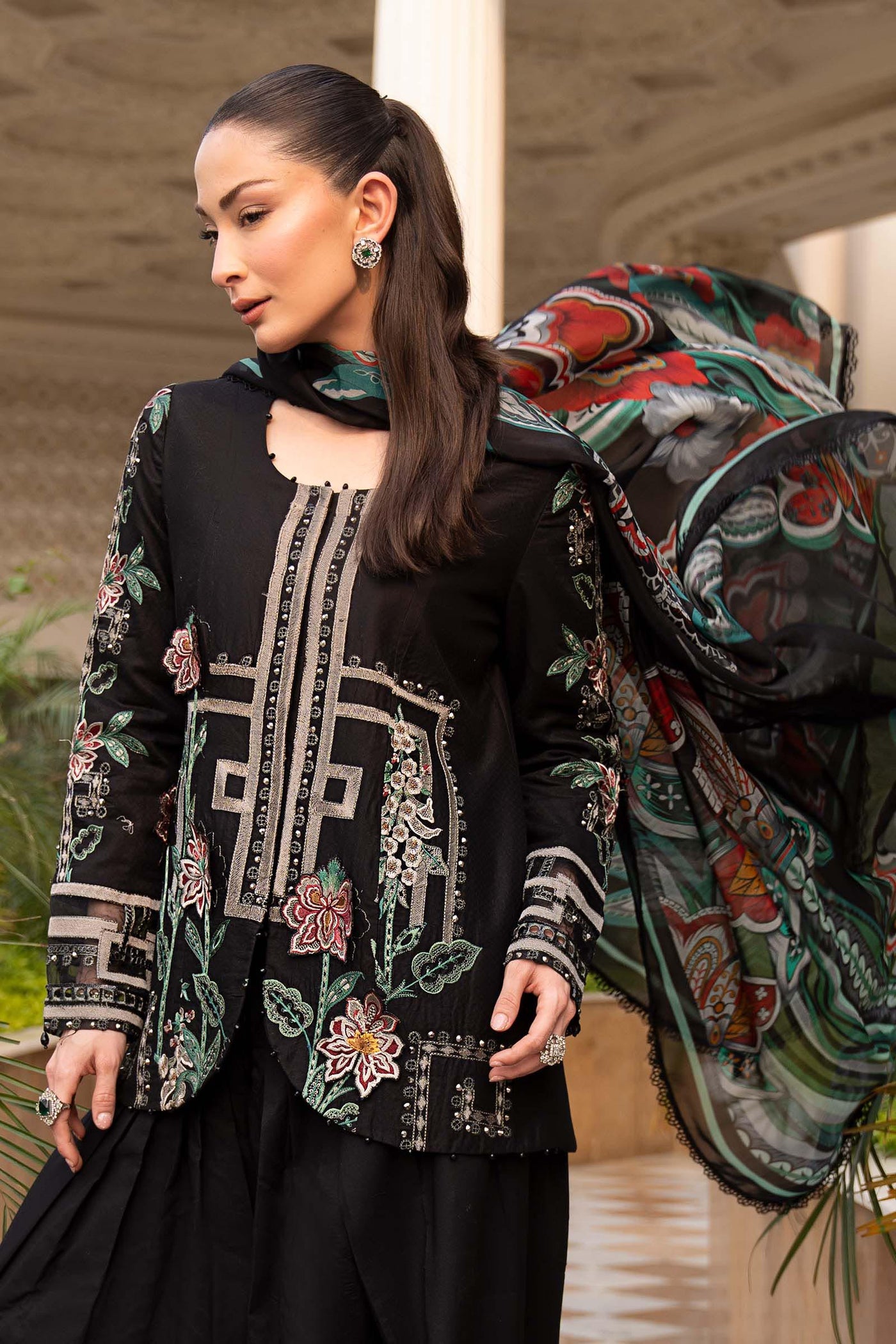 3 Piece Embroidered Jacquard Lawn Suit