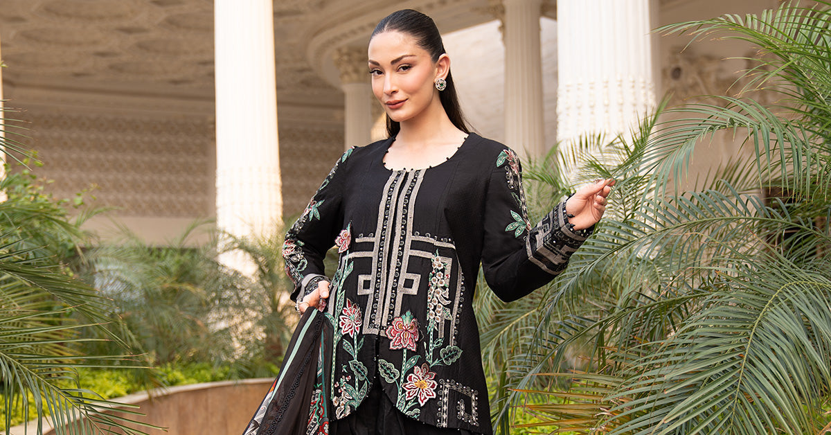 3 Piece Embroidered Jacquard Lawn Suit