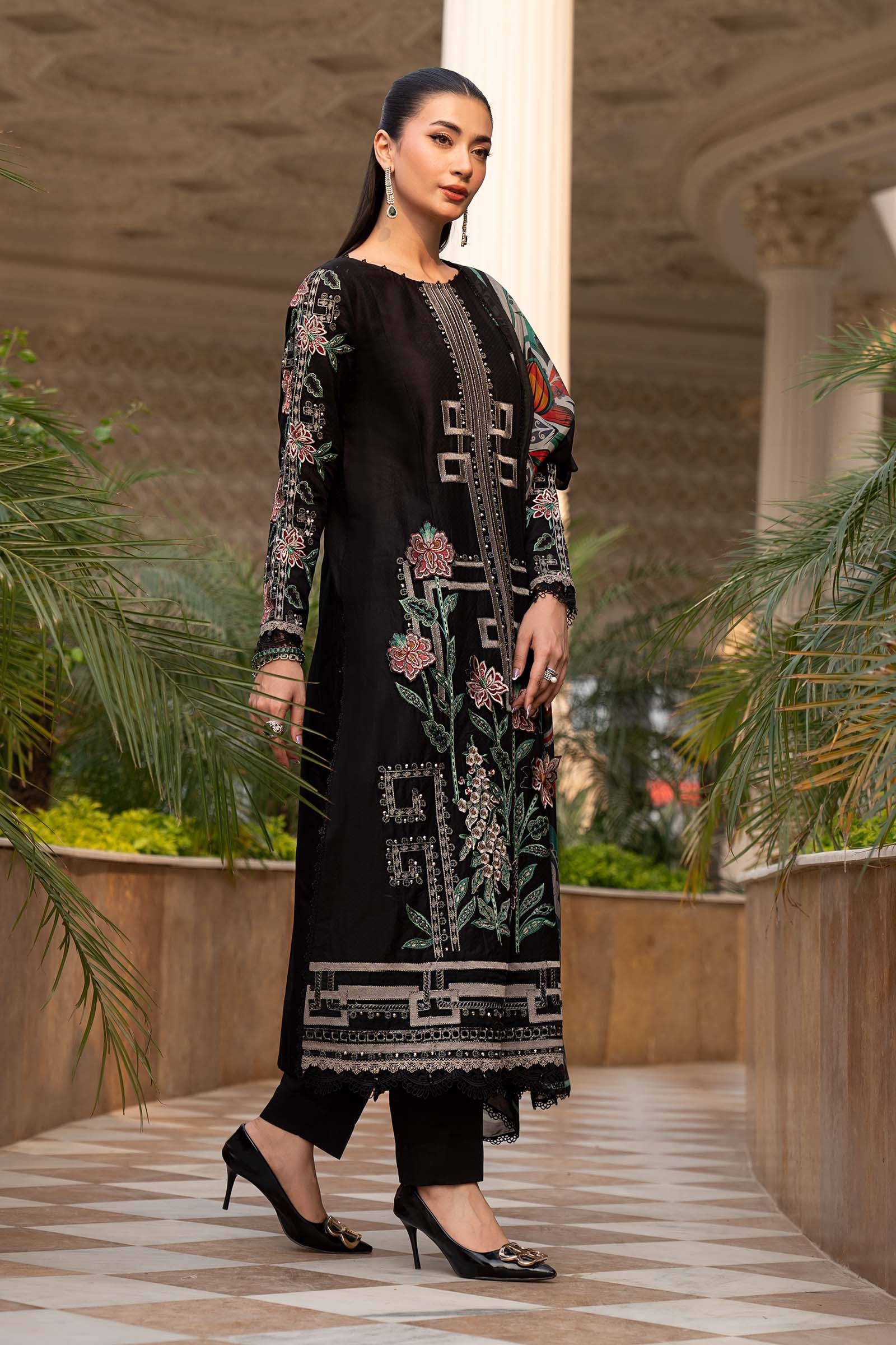 3 Piece Embroidered Jacquard Lawn Suit