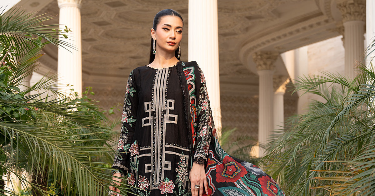 3 Piece Embroidered Jacquard Lawn Suit