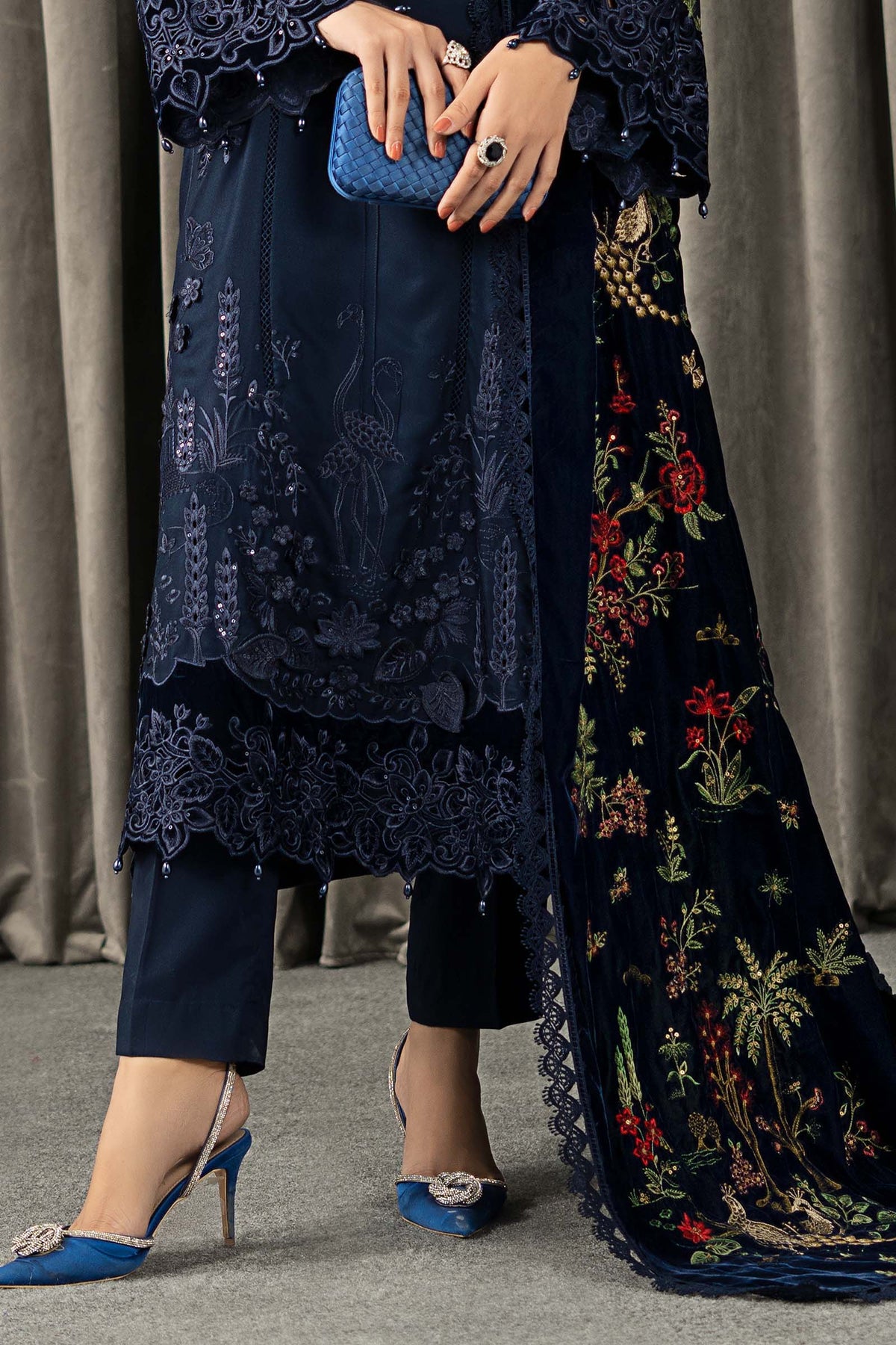3 Piece Embroidered Twill Linen Suit