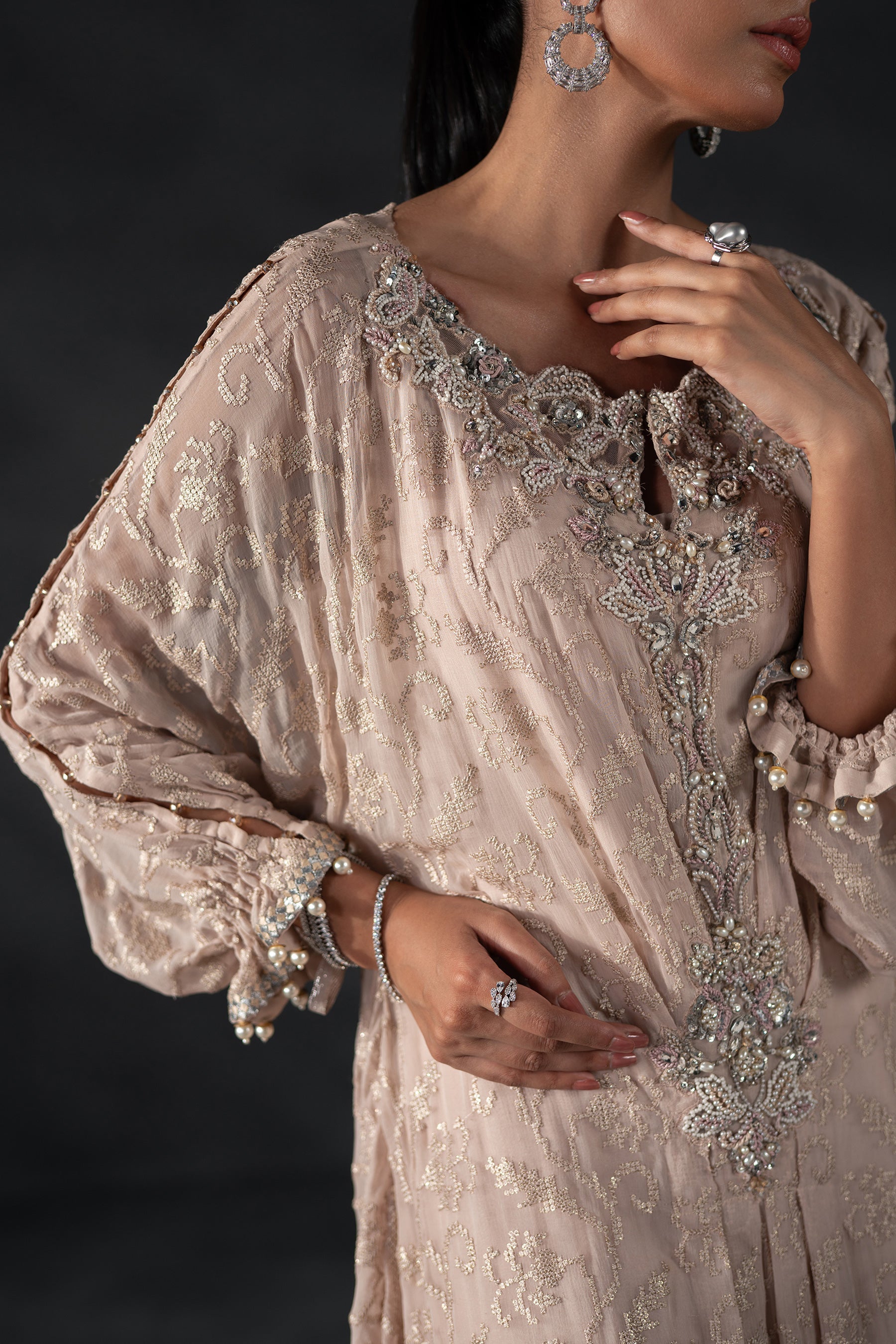Embroidered Elegance Kaftan Set (D-12)