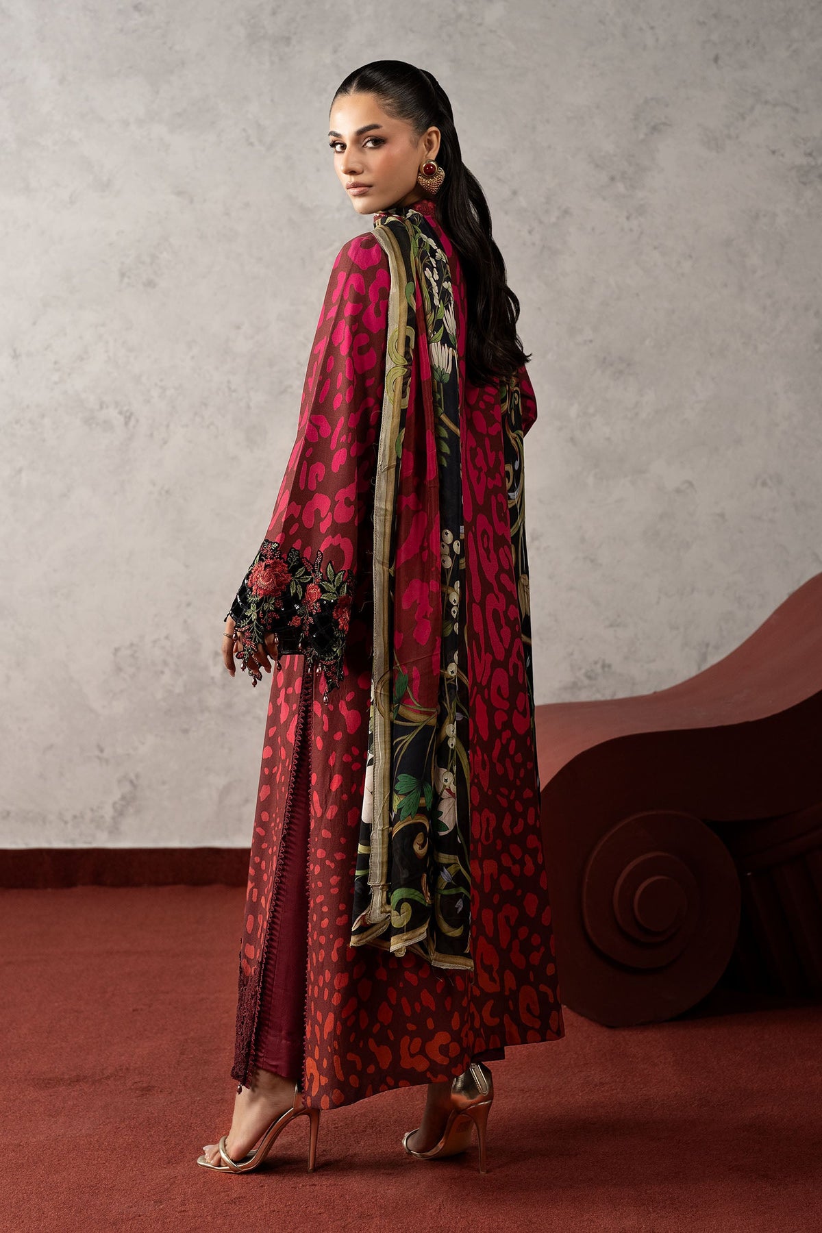 3 Piece Embroidered Linen Suit