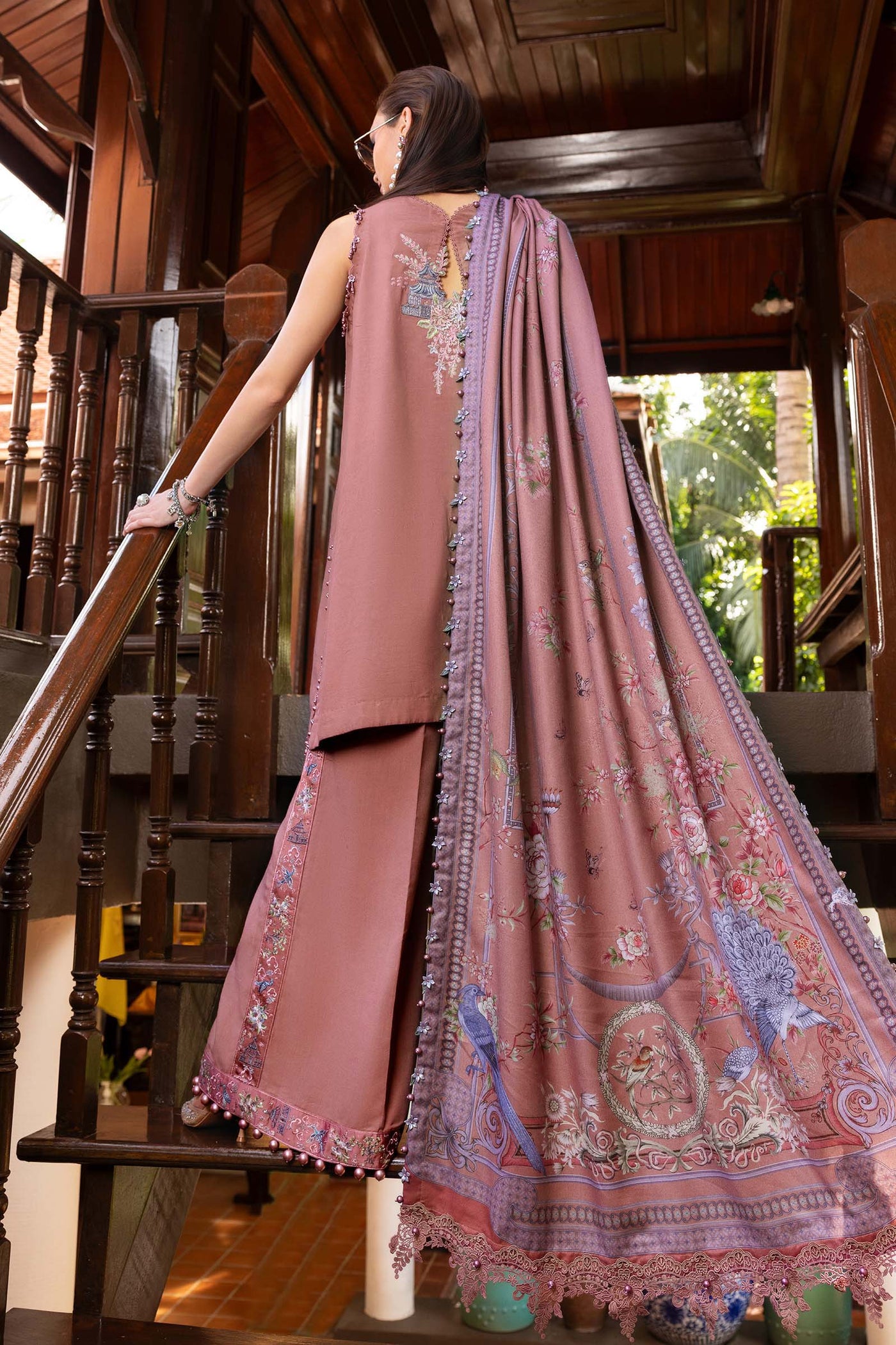 3 Piece Unstitched Embroidered Twill Linen Suit